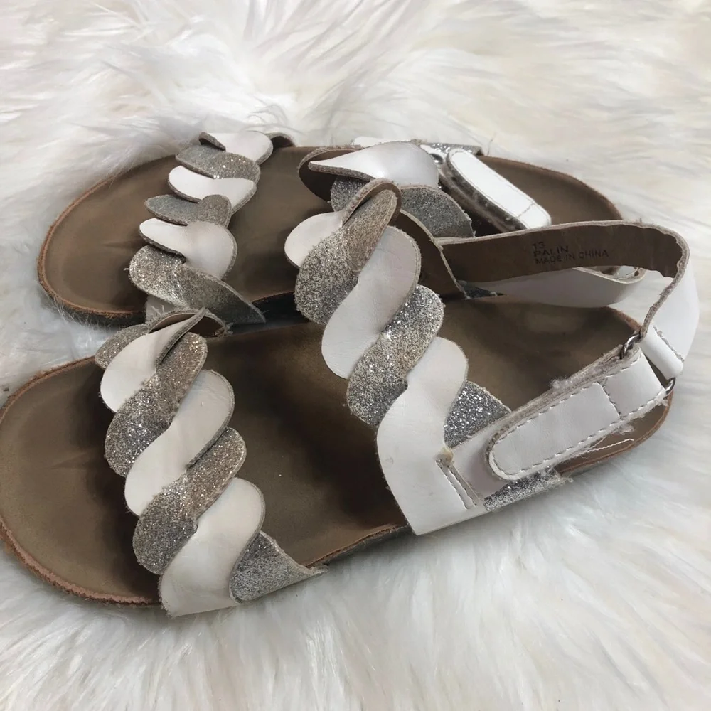 Girls‎ open toe sandals white/silver size 1